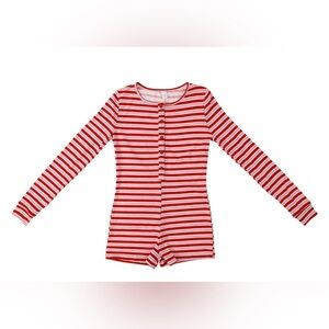Long-Sleeve One Piece Striped Print Pajama
